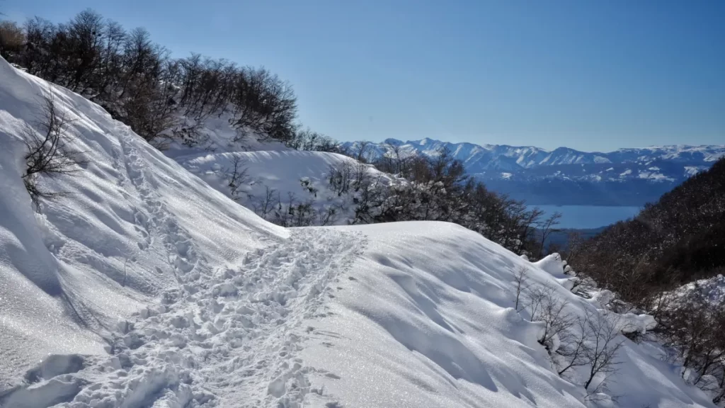camino de montana con nieve