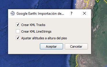 captura de pantalla de google earth con el detalle para crear el track kml