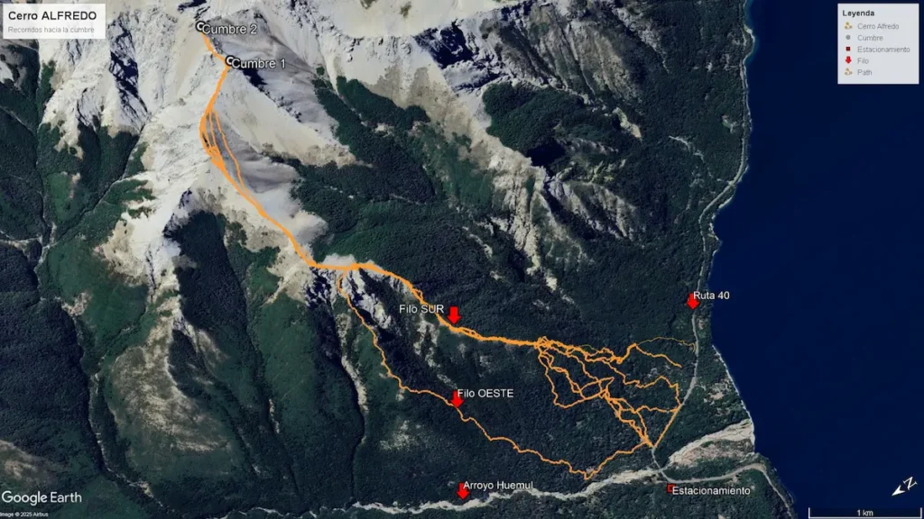 Google earth mapa cerro Alfredo