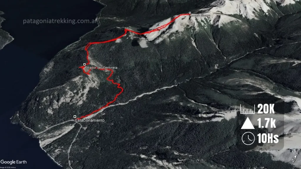 Desde el Centinela al Cerro Simone: la distancia entre la huella y el track 6 Mapa Centinela Simone google earth