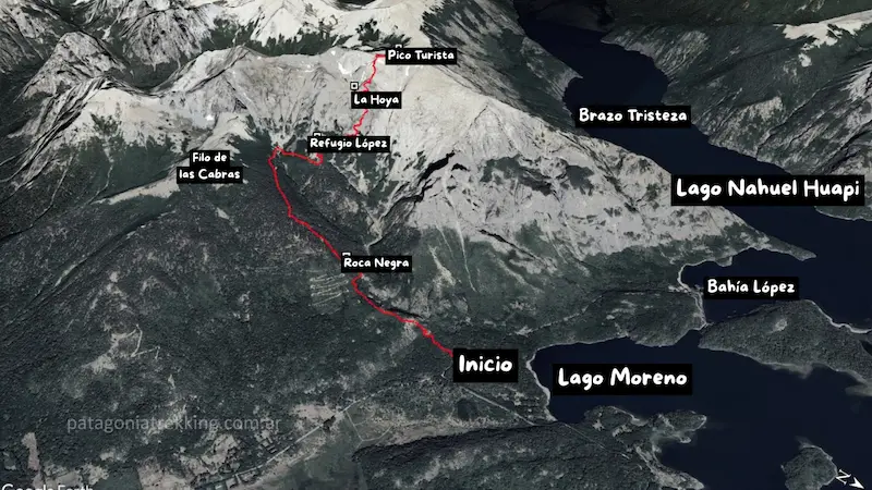 Cerro López y Pico Turista en invierno 11 mapa lopez