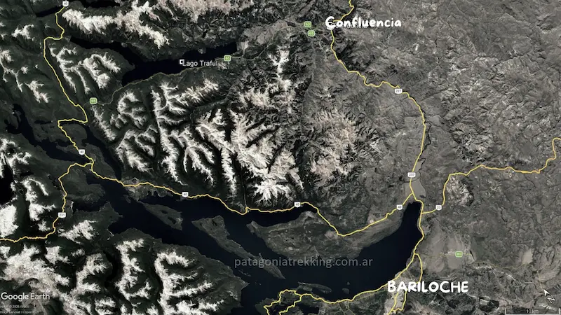 Noche en Montura Chilena y regreso en la niebla 10 mapa bariloche confluencia